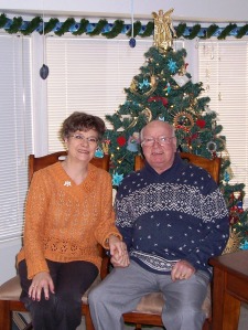 Gayle, Ian and Christmas tree