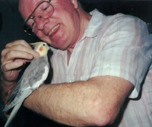 Ian and Jimmy, the cockatiel, circa 1999. 