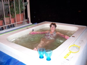 Exercising with my noodle on a non-scorpion evening.