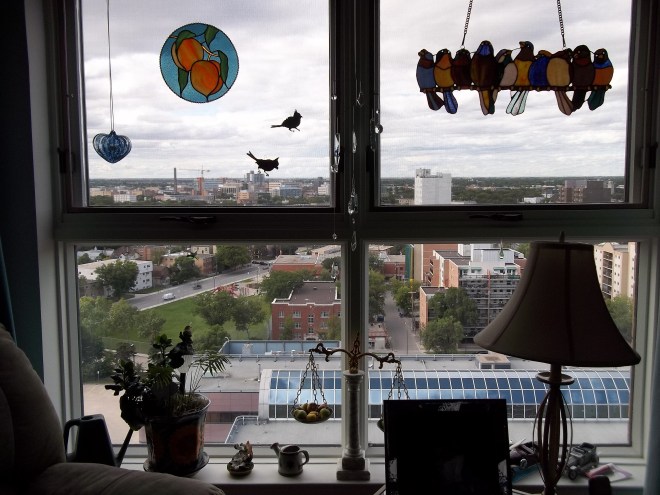 Living Room Window View and Stained Glass