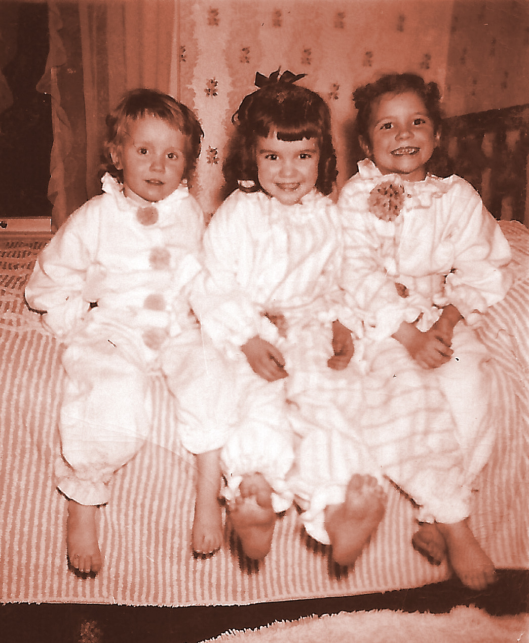 Moore Girls in Clown pjs-1949